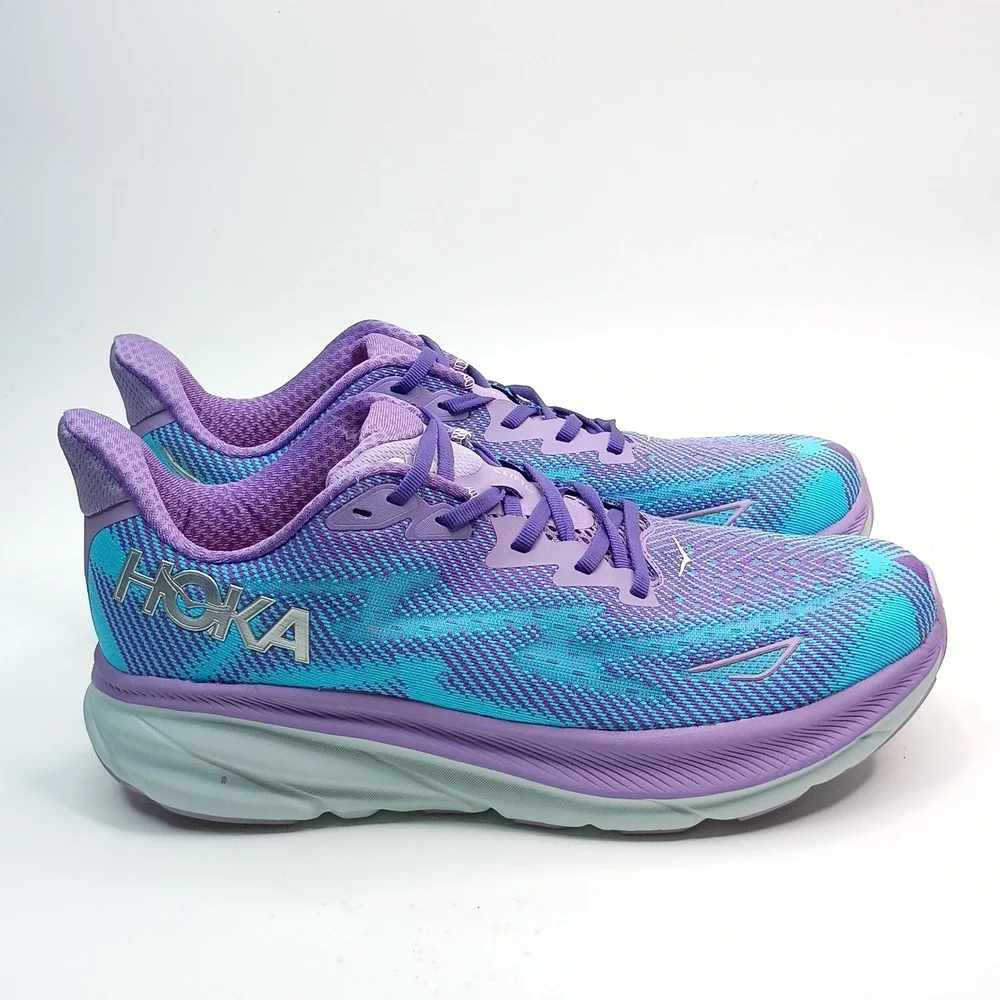 Hoka Clifton 9 Running Shoes Men Size 10.5 Purple Blue Mesh 1127896 CVPL